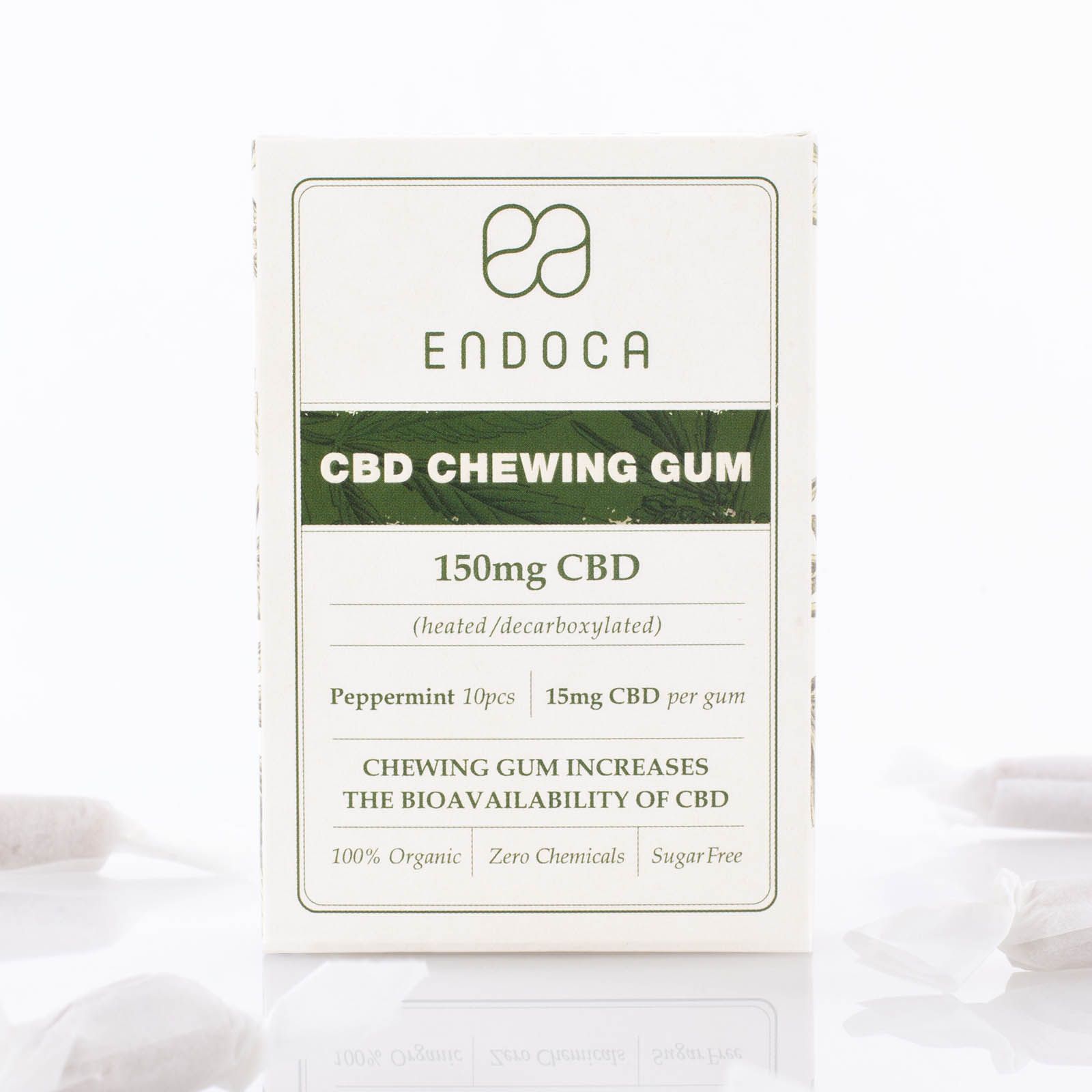 CBD Chewing Gum Organic, Peppermint 150 mg 10 Pieces
