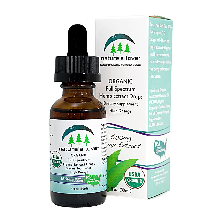 Organic Full-Spectrum Hemp Extract Drops Orange & Peppermint 1,350 mg 1 fl. oz. (30 mL)
